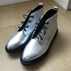 Dr Martens Booties in Metallic Silver